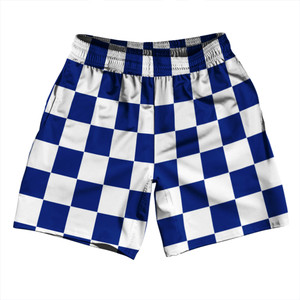 Checkerboard 2.5 Inches Blue Royal and White Athletic Running Fitness Exercise Shorts 7" Inseam Shorts Made In USA - Blue Royal and White Checkerboard 2.5 Inches Blue Royal and White Athletic Running Fitness Exercise Shorts 7" Inseam Shorts Made In USA - Blue Royal and White