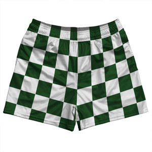 Checkerboard 2.5 Inches Green Hunter and White Rugby Shorts Made In USA - Green Hunter and White Checkerboard 2.5 Inches Green Hunter and White Rugby Shorts Made In USA - Green Hunter and White