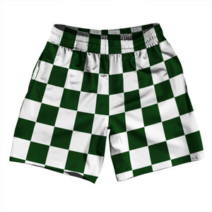 Checkerboard 2.5 Inches Green Forest and White Athletic Running Fitness Exercise Shorts 7" Inseam Shorts Made In USA - Green Forest and White Checkerboard 2.5 Inches Green Forest and White Athletic Running Fitness Exercise Shorts 7" Inseam Shorts Made In USA - Green Forest and White