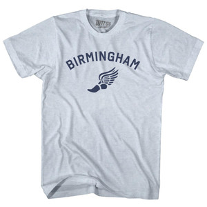 Birmingham Running Track Winged Foot-Adult Tri-Blend T-shirt - Athletic White