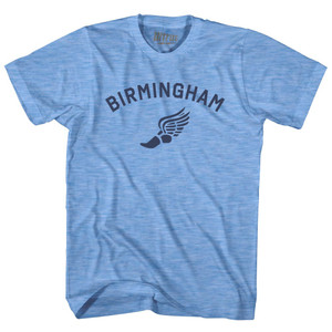 Birmingham Running Track Winged Foot-Adult Tri-Blend T-shirt - Athletic Blue