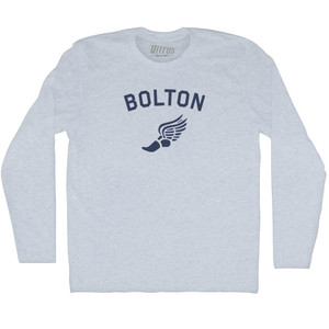 Bolton Running Track Winged Foot-Adult Tri-Blend Long Sleeve T-shirt - Athletic White