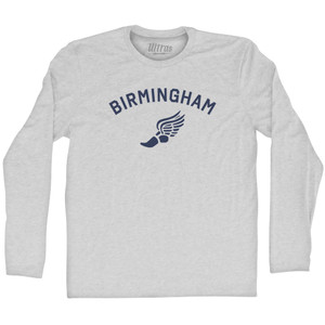 Birmingham Running Track Winged Foot-Adult Cotton Long Sleeve T-shirt - Grey Heather