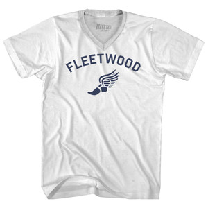 Fleetwood Running Track Winged Foot-Adult Cotton V-neck T-shirt - White