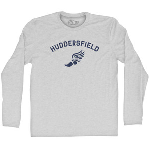 Huddersfield Running Track Winged Foot-Adult Cotton Long Sleeve T-shirt - Grey Heather