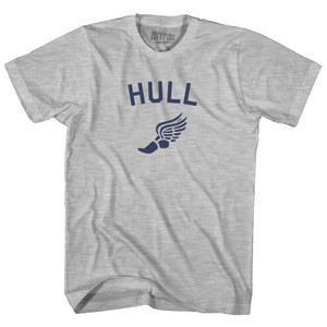 Hull Running Track Winged Foot-Womens Cotton Junior Cut T-Shirt - Grey Heather Hull Running Track Winged Foot-Womens Cotton Junior Cut T-Shirt - Grey Heather