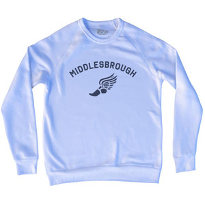 Middlesbrough Running Track Winged Foot-Adult Tri-Blend Sweatshirt - White Middlesbrough Running Track Winged Foot-Adult Tri-Blend Sweatshirt - White