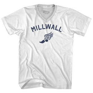 Millwall Running Track Winged Foot-Adult Cotton V-neck T-shirt - White