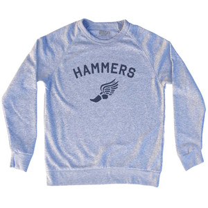 Hammers Running Track Winged Foot-Adult Tri-Blend Sweatshirt - Grey Heather