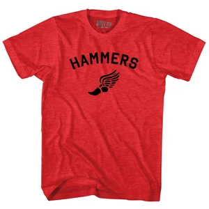Hammers Running Track Winged Foot-Adult Tri-Blend T-shirt - Athletic Red