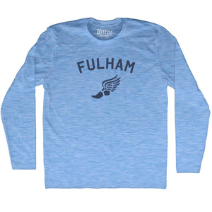 Fulham Running Track Winged Foot-Adult Tri-Blend Long Sleeve T-shirt - Athletic Blue