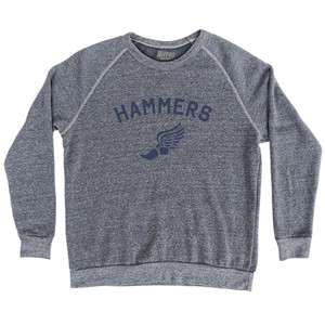 Hammers Running Track Winged Foot-Adult Tri-Blend Sweatshirt - Athletic Grey