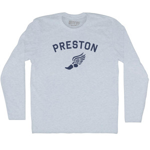 Preston Running Track Winged Foot-Adult Tri-Blend Long Sleeve T-shirt - Athletic White