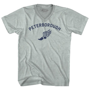 Peterborough Running Track Winged Foot-Adult Tri-Blend V-neck T-shirt - Athletic Cool Grey