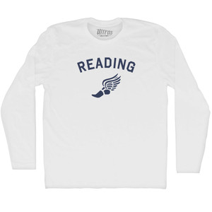 Reading Running Track Winged Foot-Adult Cotton Long Sleeve T-shirt - White