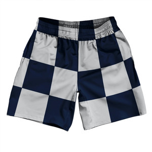 Checkerboard 5 Inches Blue Navy And Grey Medium Athletic Running Fitness Exercise Shorts 7" Inseam Shorts Made In USA Checkerboard 5 Inches Blue Navy And Grey Medium Athletic Running Fitness Exercise Shorts 7" Inseam Shorts Made In USA