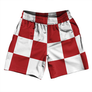 Checkerboard 5 Inches Red Dark and White Athletic Running Fitness Exercise Shorts 7" Inseam Shorts Made In USA Checkerboard 5 Inches Red Dark and White Athletic Running Fitness Exercise Shorts 7" Inseam Shorts Made In USA