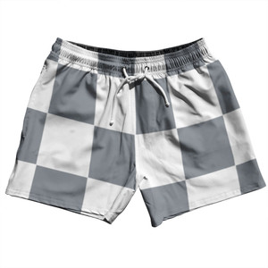 Checkerboard 5 Inches Grey Dark and White 5" Swim Shorts Made in USA Checkerboard 5 Inches Grey Dark and White 5" Swim Shorts Made in USA