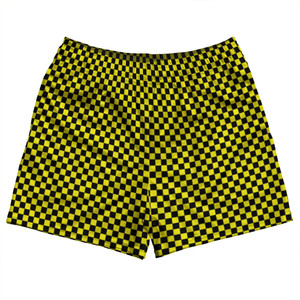 Checkerboard Half Inch Black and Yellow Rugby Shorts Made In USA Checkerboard Half Inch Black and Yellow Rugby Shorts Made In USA