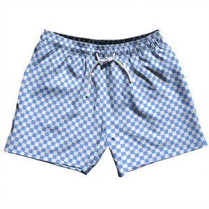 Checkerboard Half Inch Blue Carolina and White 5" Swim Shorts Made in USA Checkerboard Half Inch Blue Carolina and White 5" Swim Shorts Made in USA