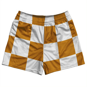 Checkerboard 5 Inches Orange Burnt and White Rugby Shorts Made In USA Checkerboard 5 Inches Orange Burnt and White Rugby Shorts Made In USA