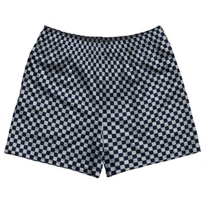 Checkerboard Half Inch Blue Navy And Grey Medium Rugby Shorts Made In USA Checkerboard Half Inch Blue Navy And Grey Medium Rugby Shorts Made In USA