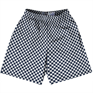 Checkerboard Half Inch Blue Navy and White Lacrosse Shorts Made In USA Checkerboard Half Inch Blue Navy and White Lacrosse Shorts Made In USA
