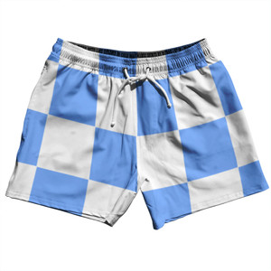 Checkerboard 5 Inches Blue Carolina and White 5" Swim Shorts Made in USA Checkerboard 5 Inches Blue Carolina and White 5" Swim Shorts Made in USA