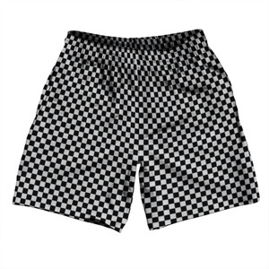 Checkerboard Half Inch Black and Grey Medium Soccer Shorts Made In USA Checkerboard Half Inch Black and Grey Medium Soccer Shorts Made In USA