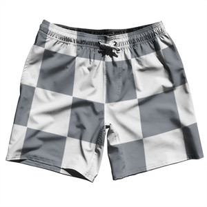 Checkerboard 5 Inches Grey Dark and White Swim Shorts 7" Made in USA Checkerboard 5 Inches Grey Dark and White Swim Shorts 7" Made in USA