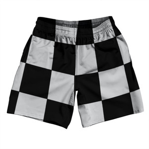 Checkerboard 5 Inches Black and Grey Medium Soccer Shorts Made In USA Checkerboard 5 Inches Black and Grey Medium Soccer Shorts Made In USA