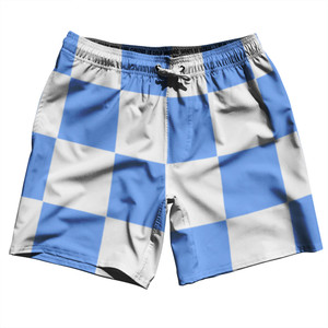 Checkerboard 5 Inches Blue Carolina and White Swim Shorts 7" Made in USA Checkerboard 5 Inches Blue Carolina and White Swim Shorts 7" Made in USA