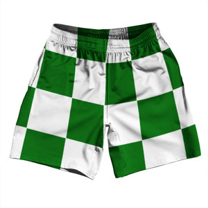 Checkerboard 5 Inches Green Kelly and White Soccer Shorts Made In USA Checkerboard 5 Inches Green Kelly and White Soccer Shorts Made In USA