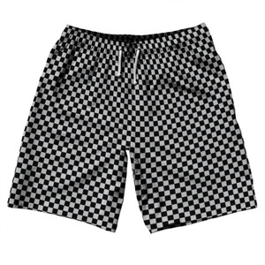 Checkerboard Half Inch Black and Grey Medium 10" Swim Shorts Made in USA Checkerboard Half Inch Black and Grey Medium 10" Swim Shorts Made in USA