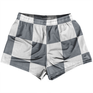 Checkerboard 5 Inches Grey Dark and White Womens & Girls Sport Shorts End Made In USA Checkerboard 5 Inches Grey Dark and White Womens & Girls Sport Shorts End Made In USA