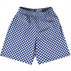 Checkerboard Half Inch Blue Royal and White Lacrosse Shorts Made In USA Checkerboard Half Inch Blue Royal and White Lacrosse Shorts Made In USA