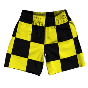 Checkerboard 5 Inches Black and Yellow Soccer Shorts Made In USA Checkerboard 5 Inches Black and Yellow Soccer Shorts Made In USA