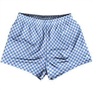 Checkerboard Half Inch Blue Carolina and White Womens & Girls Sport Shorts End Made In USA Checkerboard Half Inch Blue Carolina and White Womens & Girls Sport Shorts End Made In USA