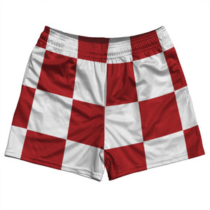 Checkerboard 5 Inches Red Dark and White Rugby Shorts Made In USA Checkerboard 5 Inches Red Dark and White Rugby Shorts Made In USA