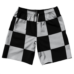 Checkerboard 5 Inches Black and Grey Medium 10" Swim Shorts Made in USA Checkerboard 5 Inches Black and Grey Medium 10" Swim Shorts Made in USA