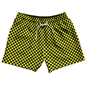 Checkerboard Half Inch Blue Navy and Yellow Bright 5" Swim Shorts Made in USA Checkerboard Half Inch Blue Navy and Yellow Bright 5" Swim Shorts Made in USA