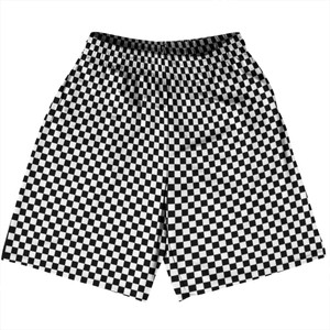 Checkerboard Half Inch Black and White Basketball Practice Shorts Made In USA Checkerboard Half Inch Black and White Basketball Practice Shorts Made In USA