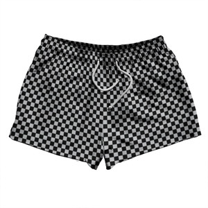 Checkerboard Half Inch Black and Grey Medium 2.5" Swim Shorts Made in USA Checkerboard Half Inch Black and Grey Medium 2.5" Swim Shorts Made in USA
