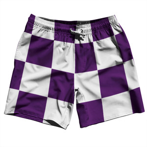 Checkerboard 5 Inches Purple Medium and White Swim Shorts 7" Made in USA Checkerboard 5 Inches Purple Medium and White Swim Shorts 7" Made in USA