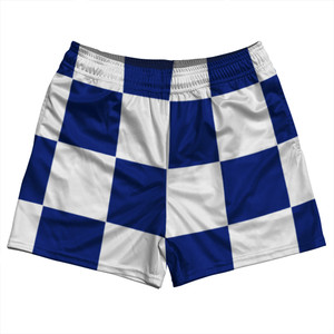 Checkerboard 5 Inches Blue Royal and White Rugby Shorts Made In USA Checkerboard 5 Inches Blue Royal and White Rugby Shorts Made In USA