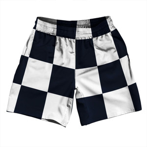 Checkerboard 5 Inches Blue Navy Almost Black and White Athletic Running Fitness Exercise Shorts 7" Inseam Shorts Made In USA Checkerboard 5 Inches Blue Navy Almost Black and White Athletic Running Fitness Exercise Shorts 7" Inseam Shorts Made In USA