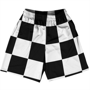 Checkerboard 5 Inches Black and White Basketball Practice Shorts Made In USA Checkerboard 5 Inches Black and White Basketball Practice Shorts Made In USA
