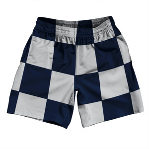 Checkerboard 5 Inches Blue Navy And Grey Medium Soccer Shorts Made In USA Checkerboard 5 Inches Blue Navy And Grey Medium Soccer Shorts Made In USA