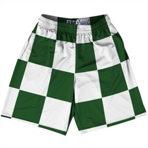 Checkerboard 5 Inches Green Hunter and White Lacrosse Shorts Made In USA Checkerboard 5 Inches Green Hunter and White Lacrosse Shorts Made In USA