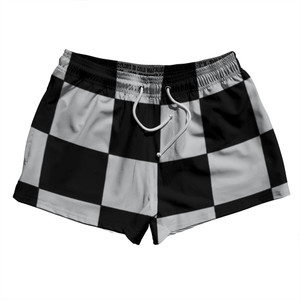 Checkerboard 5 Inches Black and Grey Medium 2.5" Swim Shorts Made in USA Checkerboard 5 Inches Black and Grey Medium 2.5" Swim Shorts Made in USA